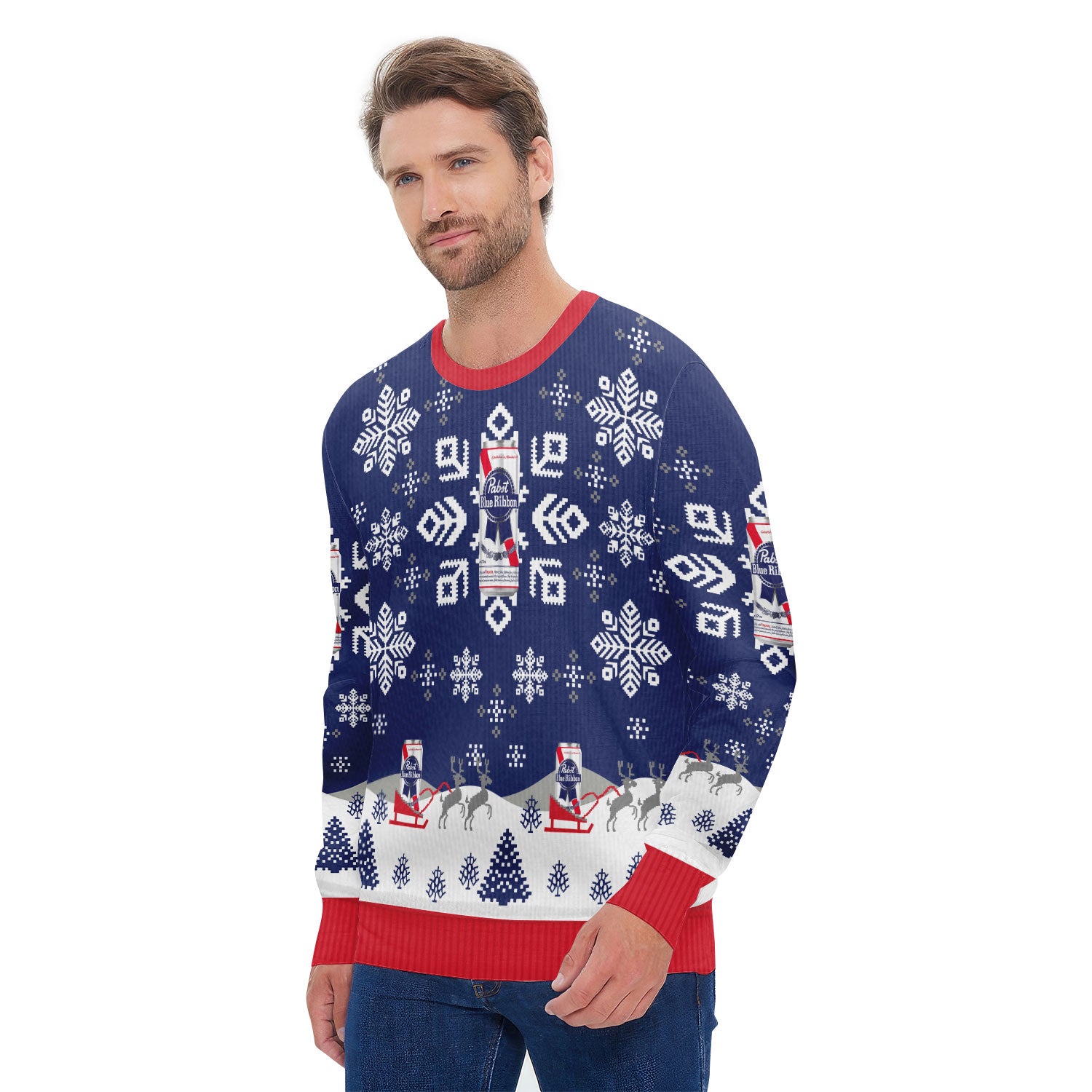 Pabst Blue Ribbon Snowflake Ugly Sweater