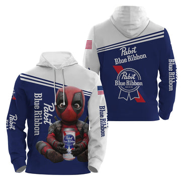 Pabst Blue Ribbon Time with Deadpool Hoodie & Zip Hoodie - VinoVogue.com