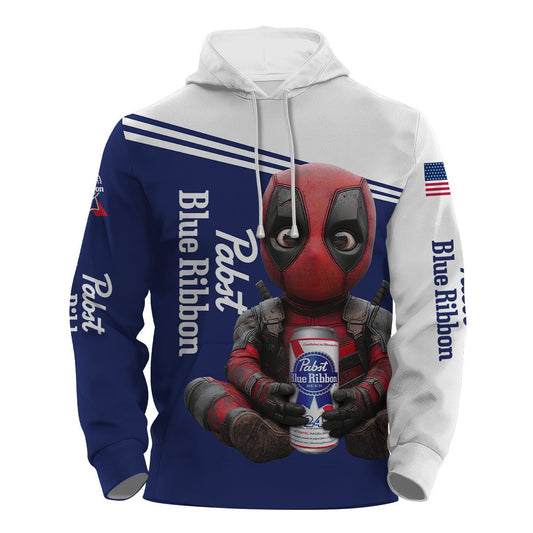 Pabst Blue Ribbon Time with Deadpool Hoodie & Zip Hoodie - VinoVogue.com