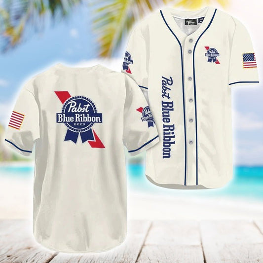 Pabst Blue Ribbon USA Flag Baseball Jersey - VinoVogue.com