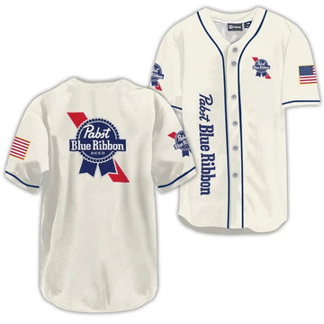 Pabst Blue Ribbon USA Flag Baseball Jersey - VinoVogue.com