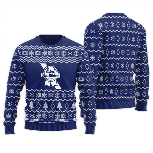 Pabst Blue Ribbon Winter Festive Ugly Sweater