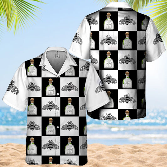 Patron Tequila Gingham Hawaiian Shirt And Shorts Set - VinoVogue.com