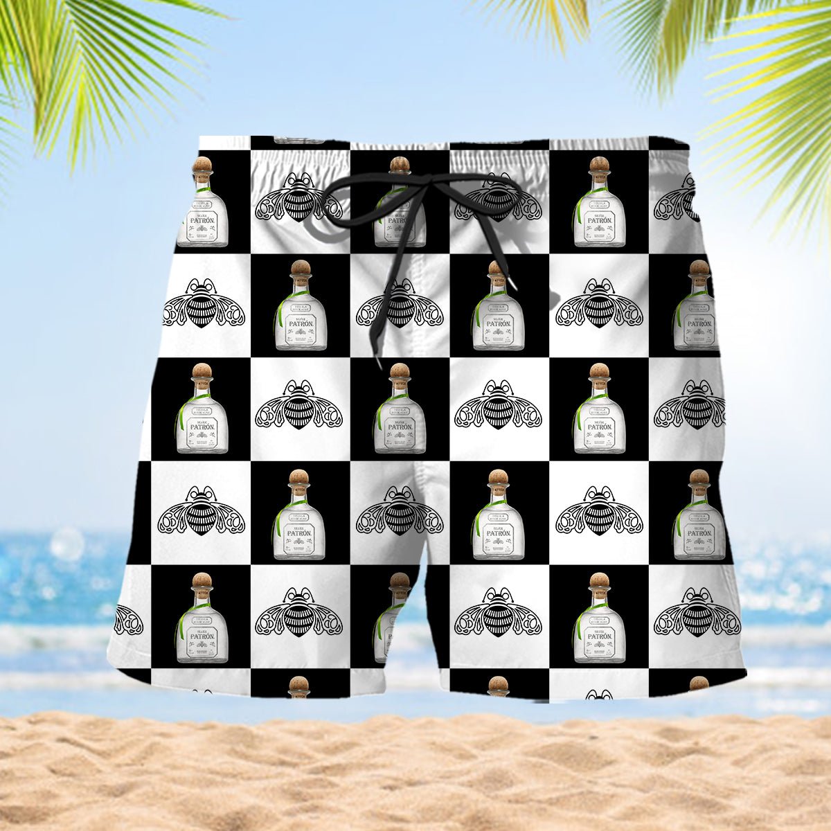 Patron Tequila Gingham Hawaiian Shirt And Shorts Set - VinoVogue.com