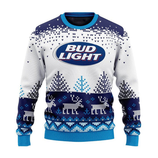 Personalized Bud Light Reindeer Christmas Ugly Sweater - VinoVogue.com