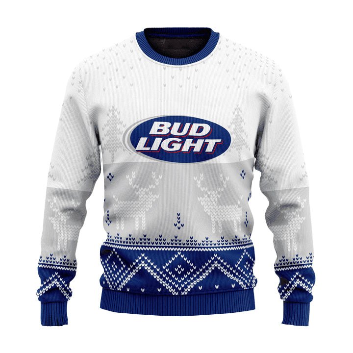 Personalized Bud Light Winter Reindeer Ugly Sweater - VinoVogue.com