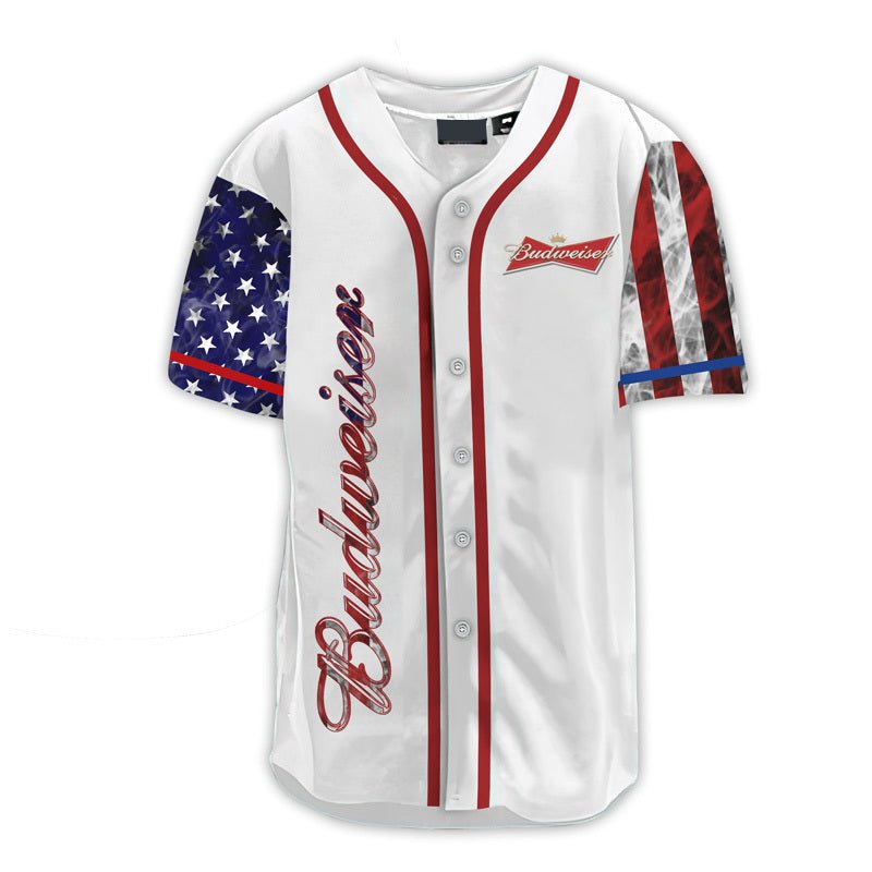 Personalized Budweiser Patriot Baseball Jersey - VinoVogue.com