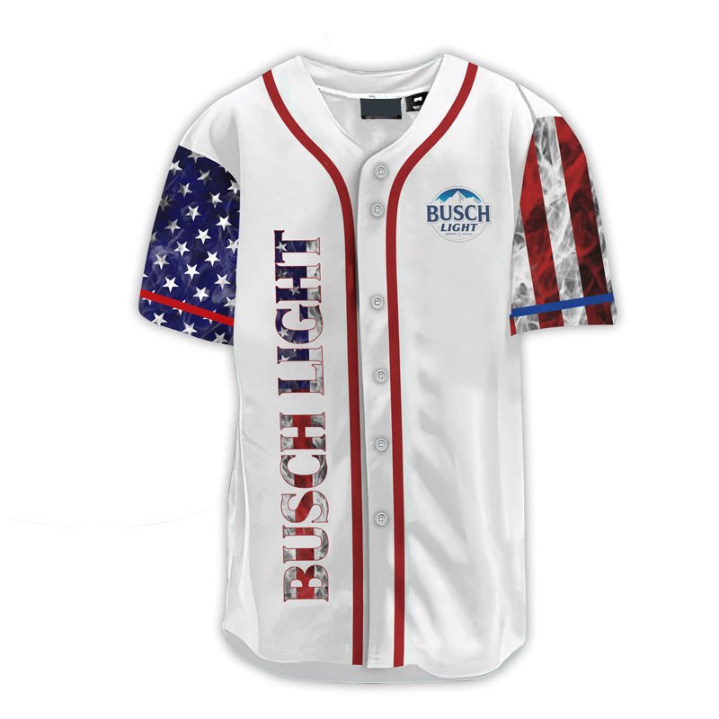 Personalized Busch Light Patriot Baseball Jersey - VinoVogue.com