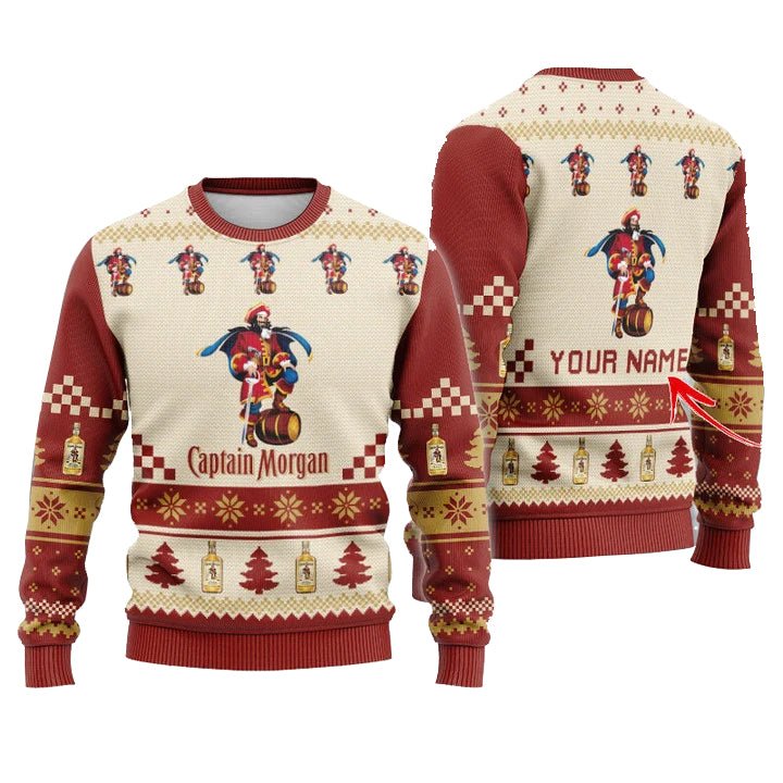 Personalized Captain Morgan Christmas Star Ugly Sweater - VinoVogue.com