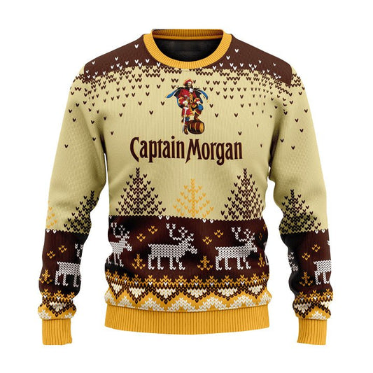 Personalized Captain Morgan Reindeer Christmas Ugly Sweater - VinoVogue.com