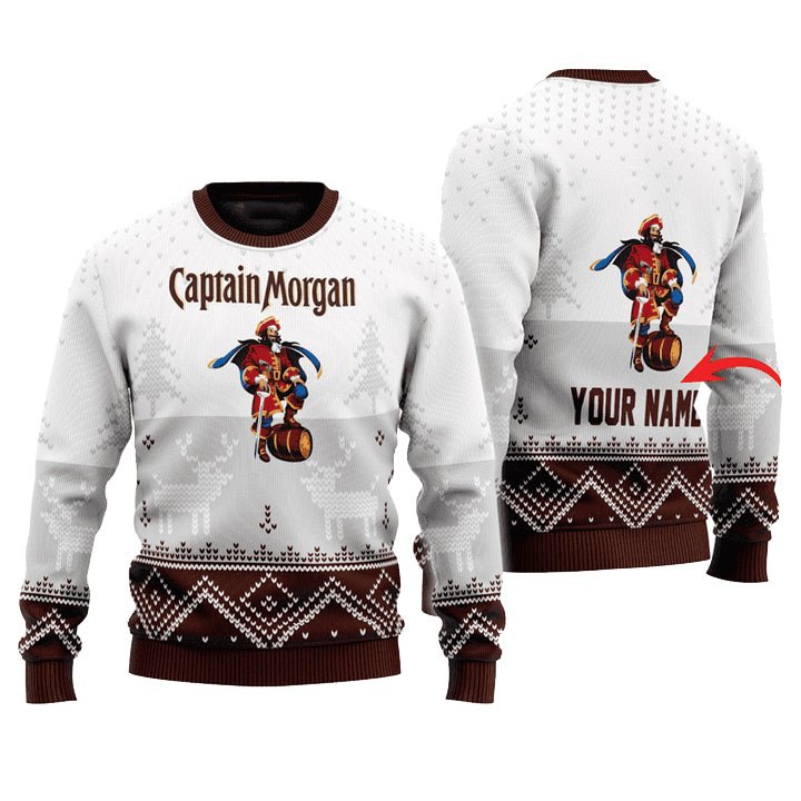 Personalized Captain Morgan Winter Reindeer Ugly Sweater - VinoVogue.com