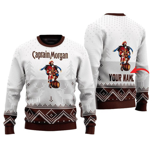 Personalized Captain Morgan Winter Reindeer Ugly Sweater - VinoVogue.com