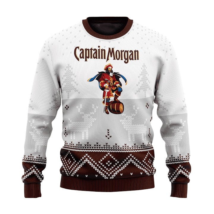 Personalized Captain Morgan Winter Reindeer Ugly Sweater - VinoVogue.com