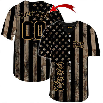 Personalized Coors Banquet Brown American Flag Jersey Shirt - VinoVogue.com