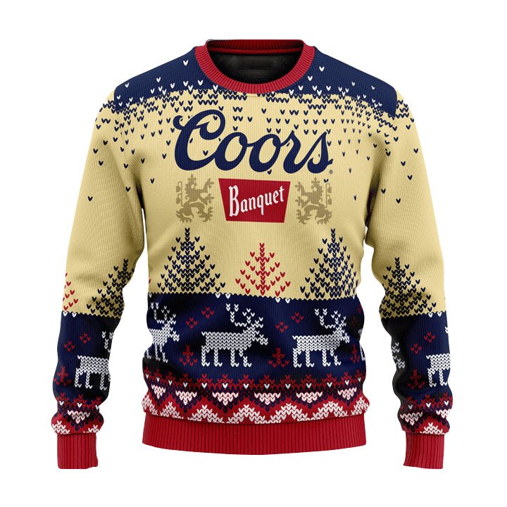 Personalized Coors Banquet Reindeer Christmas Ugly Sweater - VinoVogue.com