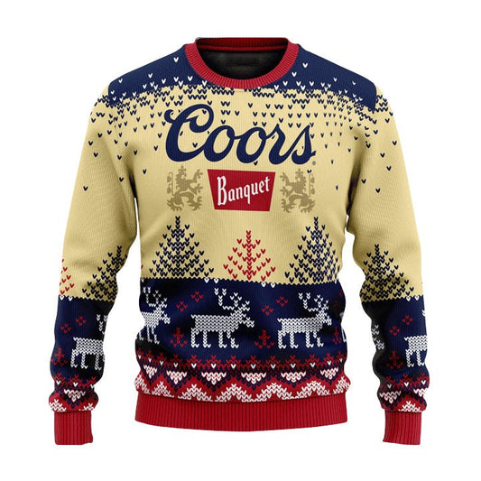 Personalized Coors Banquet Reindeer Christmas Ugly Sweater - VinoVogue.com