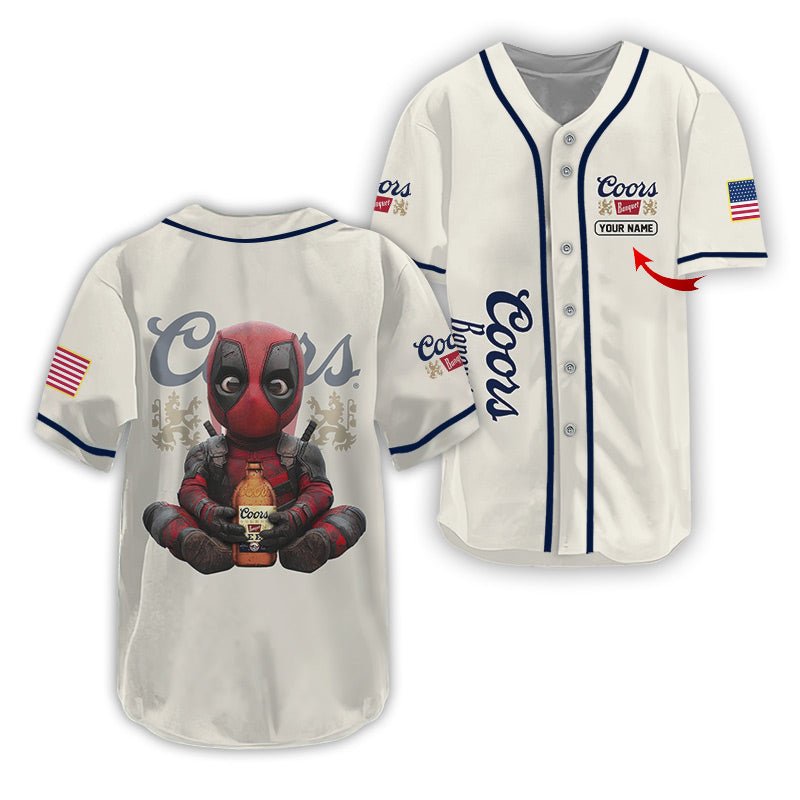 Personalized Coors Banquet Time with Deadpool Baseball Jersey - VinoVogue.com