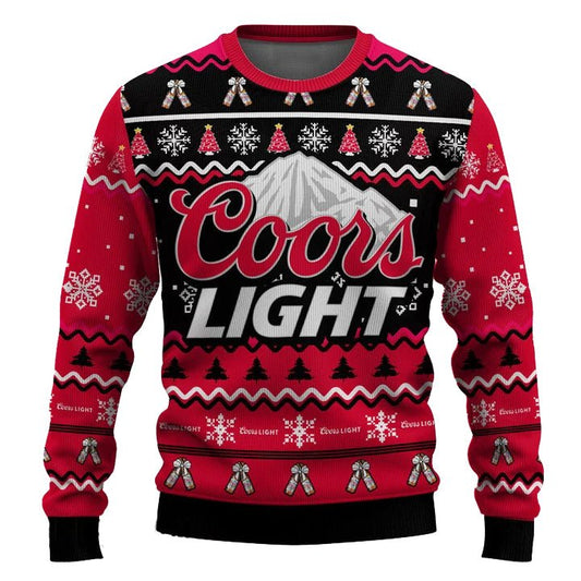 Personalized Coors Light Pine Tree Snowing Christmas Ugly Sweater - VinoVogue.com