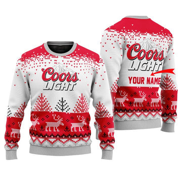 Personalized Coors Light Reindeer Christmas Ugly Sweater - VinoVogue.com