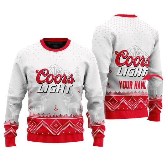 Personalized Coors Light Winter Reindeer Ugly Sweater - VinoVogue.com