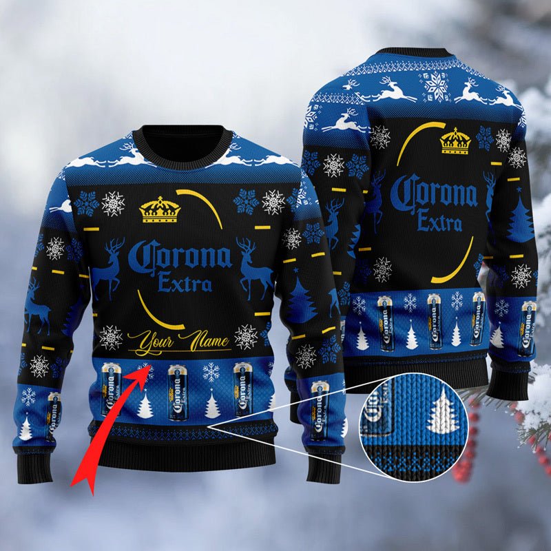 Personalized Corona Extra Christmas Ugly Sweater - VinoVogue.com