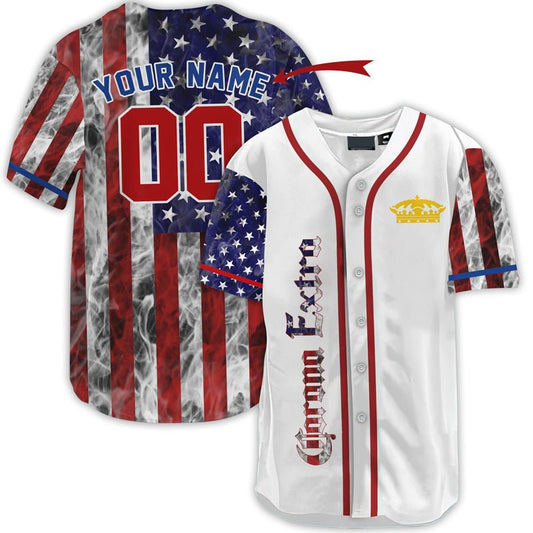 Personalized Corona Extra Patriot Baseball Jersey - VinoVogue.com