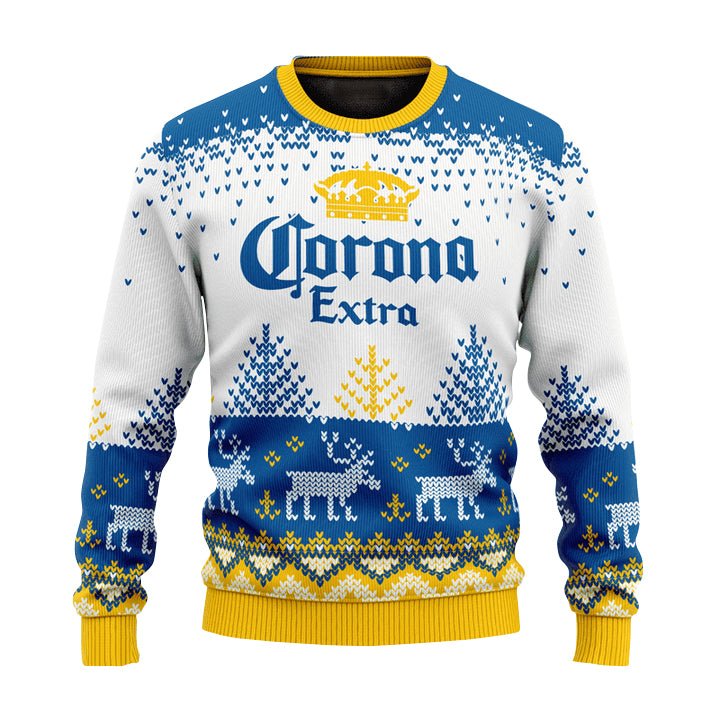 Personalized Corona Extra Reindeer Christmas Ugly Sweater - VinoVogue.com