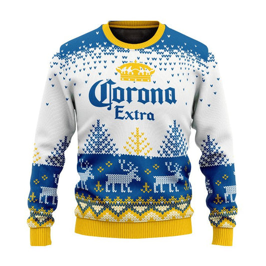 Personalized Corona Extra Reindeer Christmas Ugly Sweater - VinoVogue.com