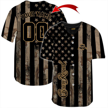 Personalized Crown Royal Brown American Flag Jersey Shirt - VinoVogue.com