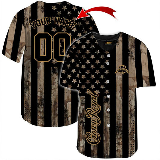 Personalized Crown Royal Brown American Flag Jersey Shirt - VinoVogue.com