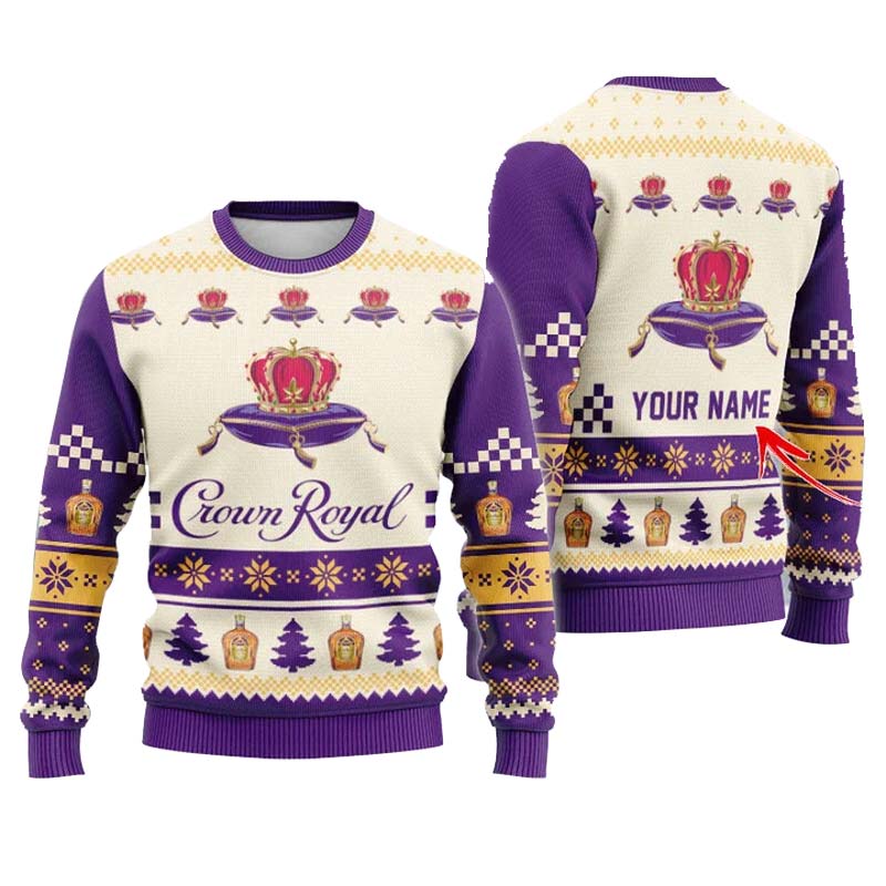 Personalized Crown Royal Christmas Star Ugly Sweater - VinoVogue.com