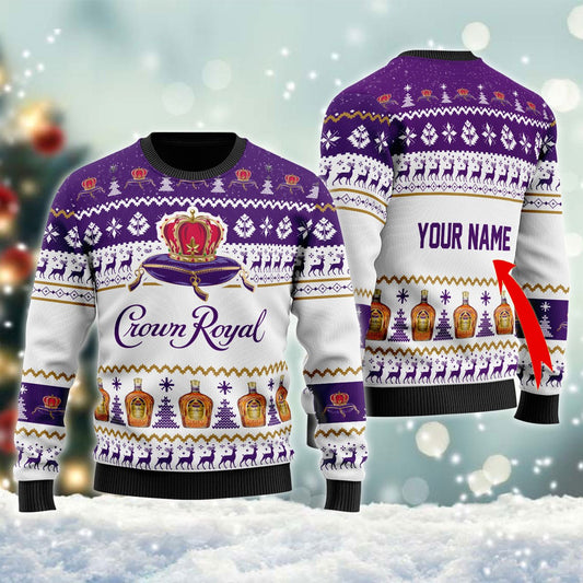 Personalized Crown Royal Christmas Ugly Sweater - VinoVogue.com