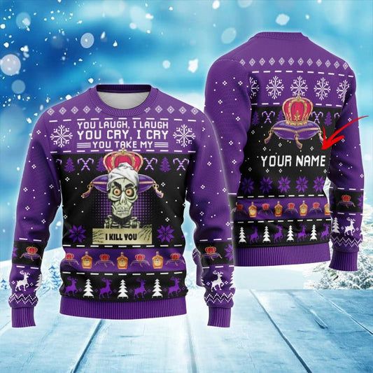 Personalized Crown Royal Funny Skeleton Ugly Sweater - VinoVogue.com