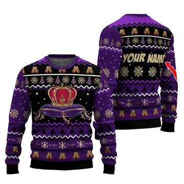 Personalized Crown Royal Pine Tree Snowing Christmas Ugly Sweater - VinoVogue.com