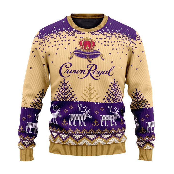 Personalized Crown Royal Reindeer Christmas Ugly Sweater - VinoVogue.com