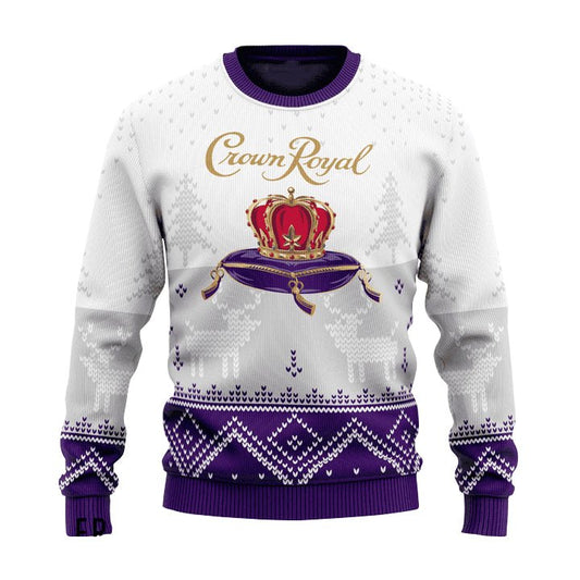 Personalized Crown Royal Winter Reindeer Ugly Sweater - VinoVogue.com