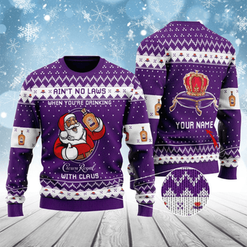 Personalized Crown Royal with Claus Ugly Sweater - VinoVogue.com