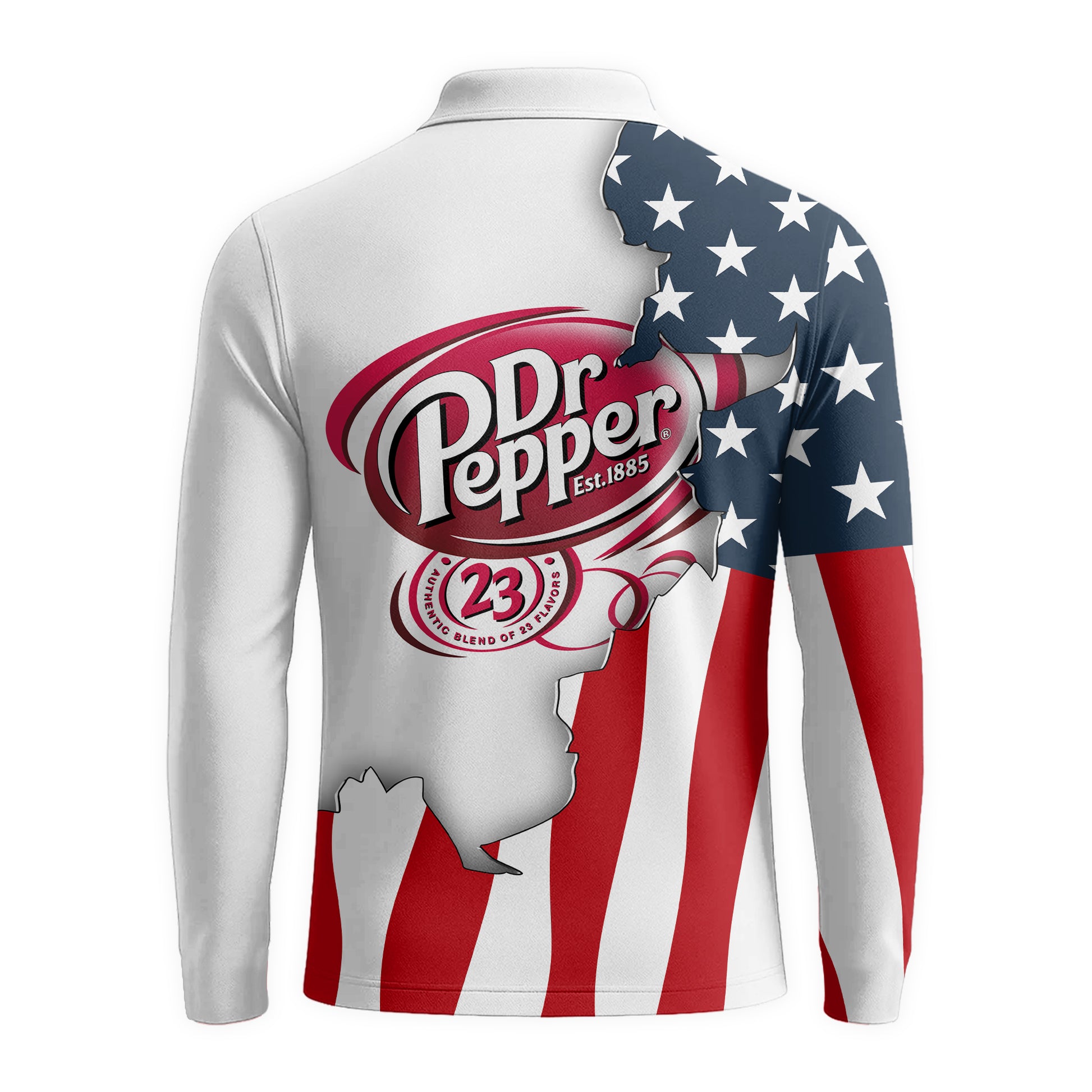 Personalized Dr Pepper American Flag Long Sleeve Polo Shirt