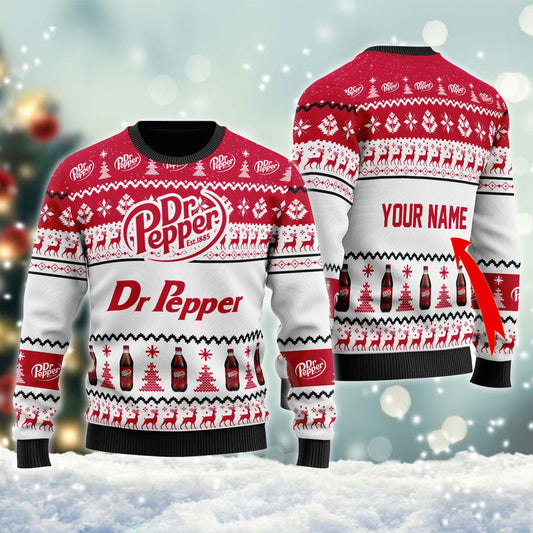 Personalized Dr Pepper Christmas Ugly Sweater - VinoVogue.com