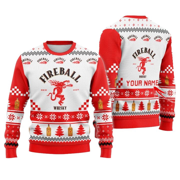 Personalized Fireball Christmas Star Ugly Sweater - VinoVogue.com