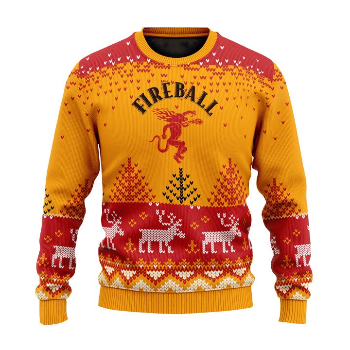 Personalized Fireball Reindeer Christmas Ugly Sweater - VinoVogue.com