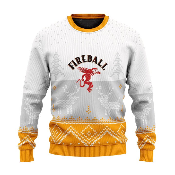 Personalized Fireball Winter Reindeer Ugly Sweater - VinoVogue.com