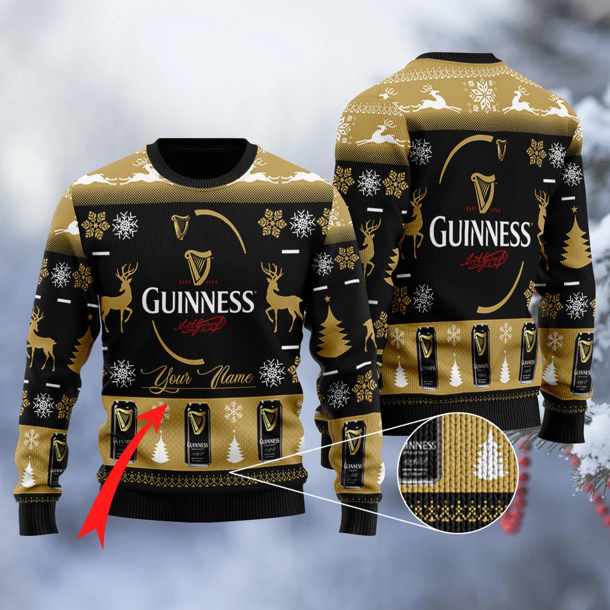 Personalized Guinness Black Ugly Sweater - VinoVogue.com