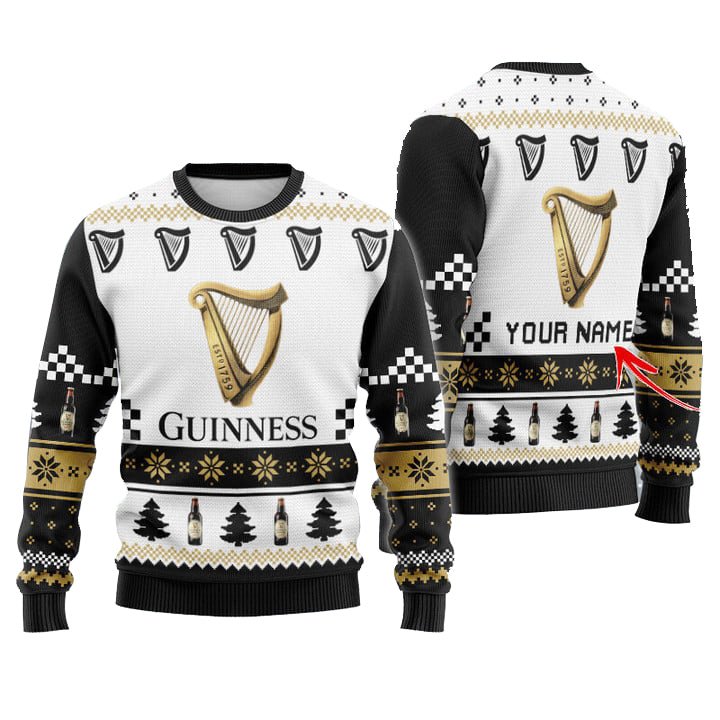 Personalized Guinness Christmas Star Ugly Sweater - VinoVogue.com