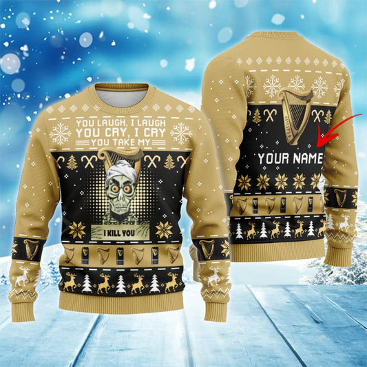 Personalized Guinness Funny Skeleton Ugly Sweater - VinoVogue.com