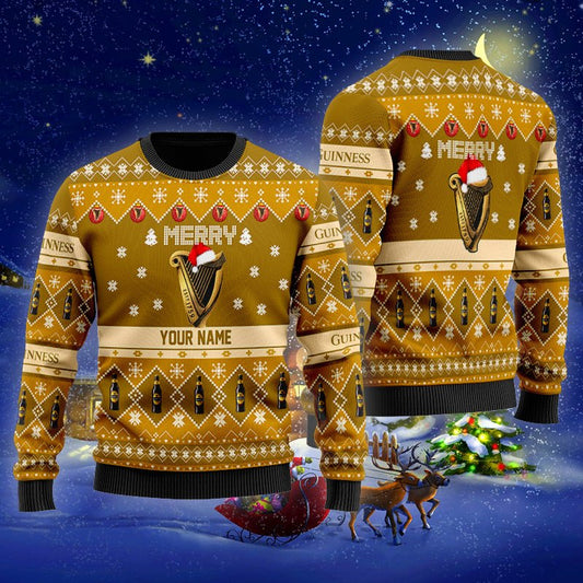 Personalized Guinness Merry Christmas Ugly Sweater - VinoVogue.com