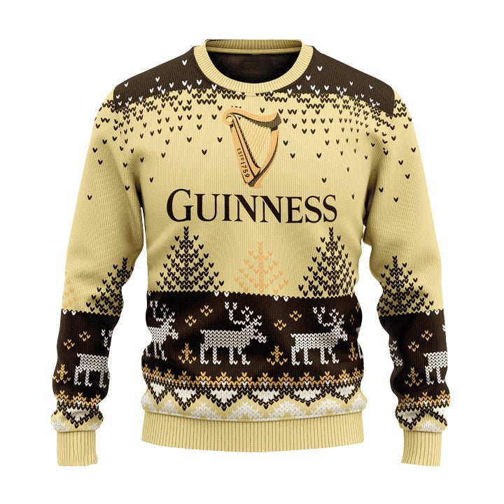 Personalized Guinness Reindeer Christmas Ugly Sweater - VinoVogue.com