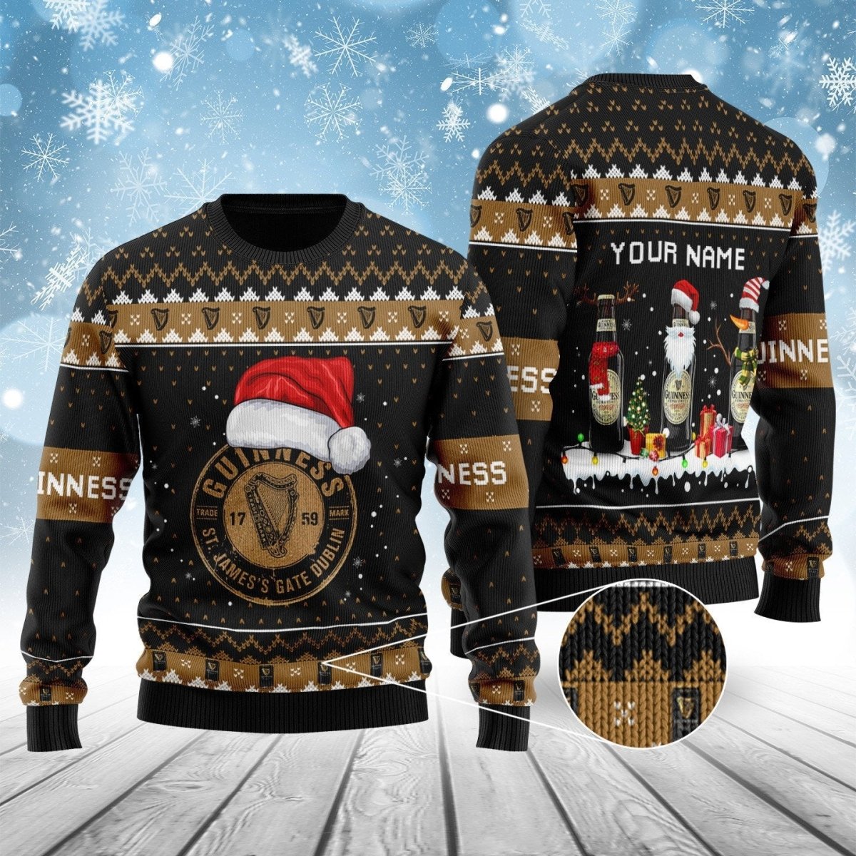 Guinness Bottle Santa Ugly Sweater - VinoVogue.com
