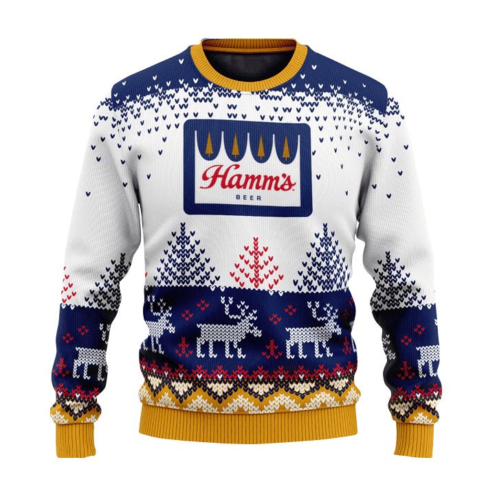 Personalized Hamm's Reindeer Christmas Ugly Sweater - VinoVogue.com