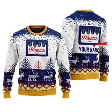 Personalized Hamm's Reindeer Christmas Ugly Sweater - VinoVogue.com